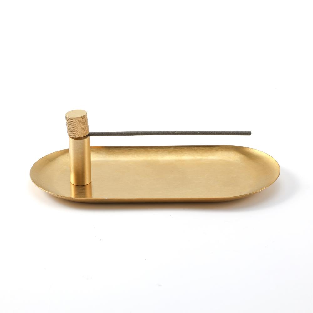 Maxery Solid Brass Knurled Incense Holder Minimalist Incense Holder with Unique Style for Meditation